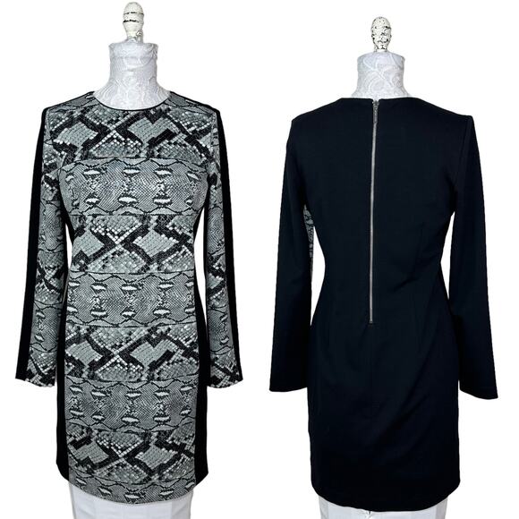 Michael Michael Kors Snake Skin Python Front Black Back Sheath Dress Women 4 - Picture 1 of 8